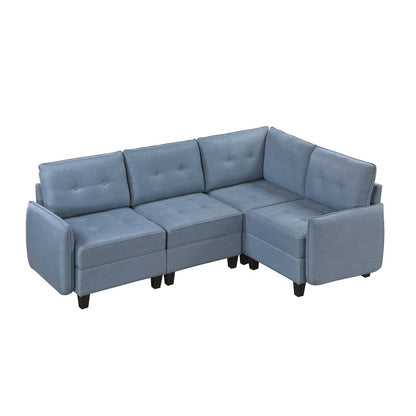 Garren Textured 4-Piece Sectional with Storage in Blue