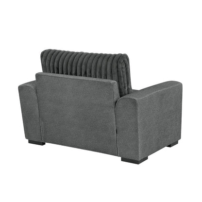 Athena Textured 3pc Set: Sofa, Loveseat, Chair in Dark Gray