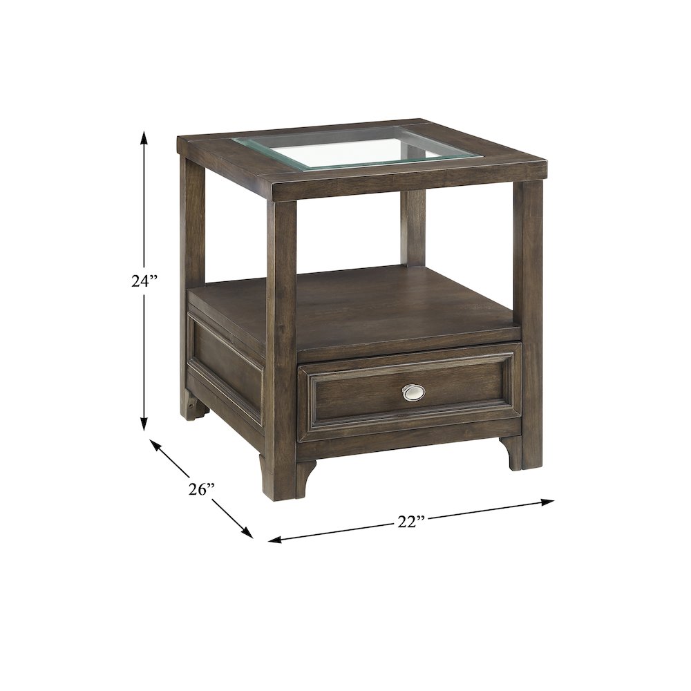 Auburn Asian Hardwood End Table in Charcoal Brown