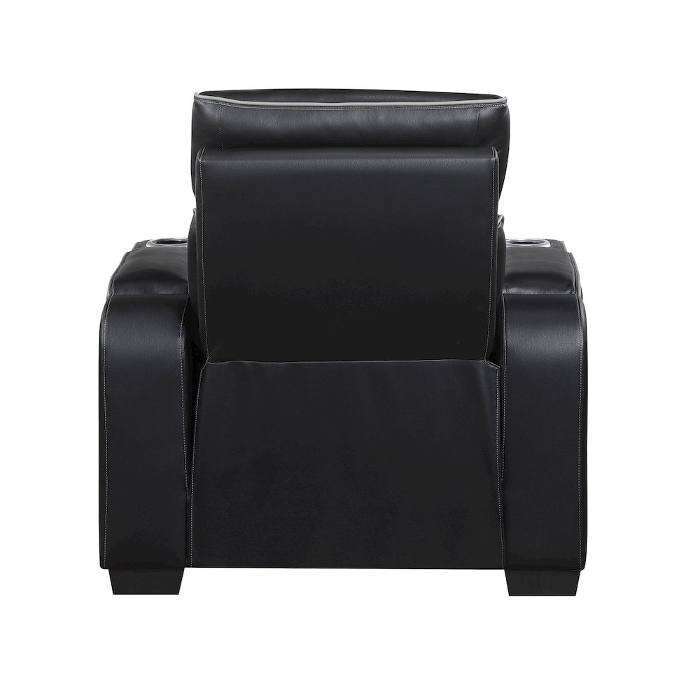 Fairway Faux Leather Power Reclining Chair with Power Headrest in Black