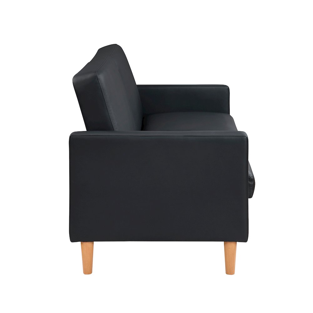 Carlton Faux Leather Elegant Lounger in Black