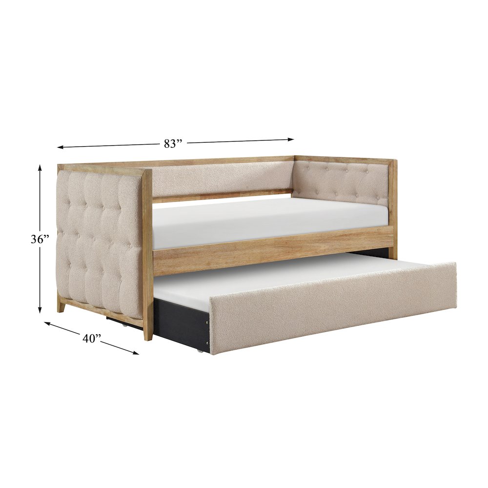 Roseburg Boucle Daybed with Trundle in Beige