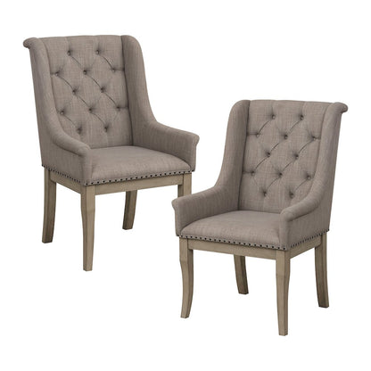 Vermillion Wood Dining Room Arm Chair, set of 2 in Cream