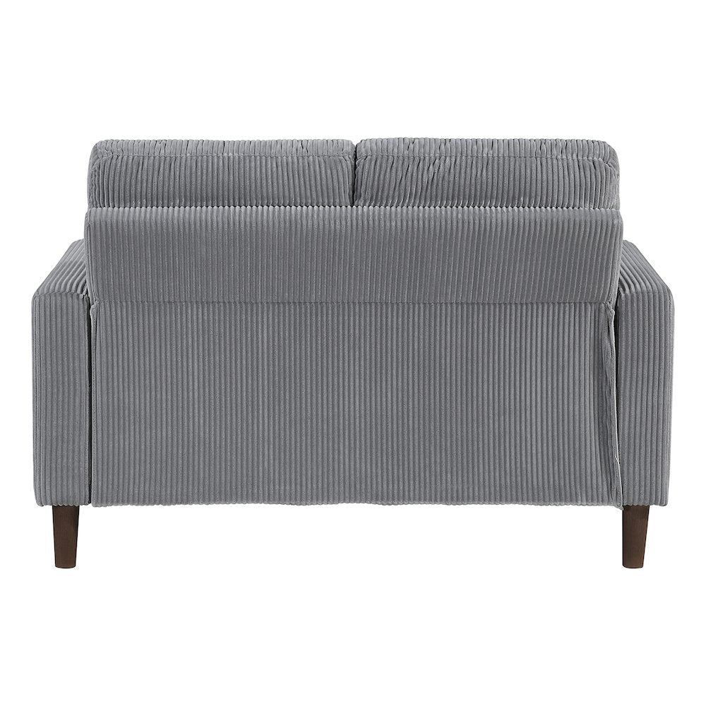 Crandall Corduroy Love Seat in Gray