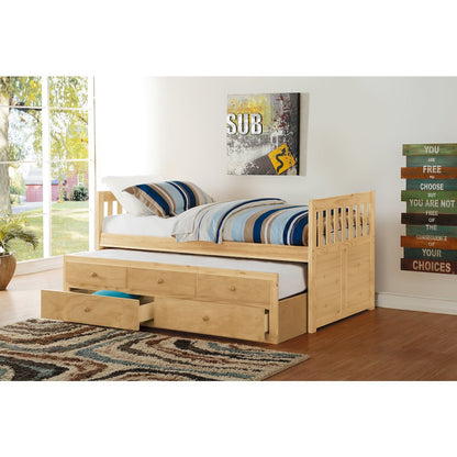 Bartly Pine Twin Over Twin Trundle Bed in Natural Pine