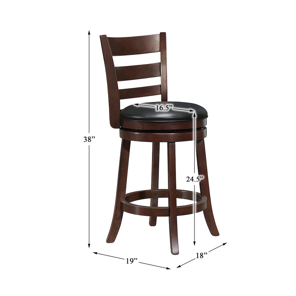 Edmond Solid Wood Swivel Counter Height Chair in Black