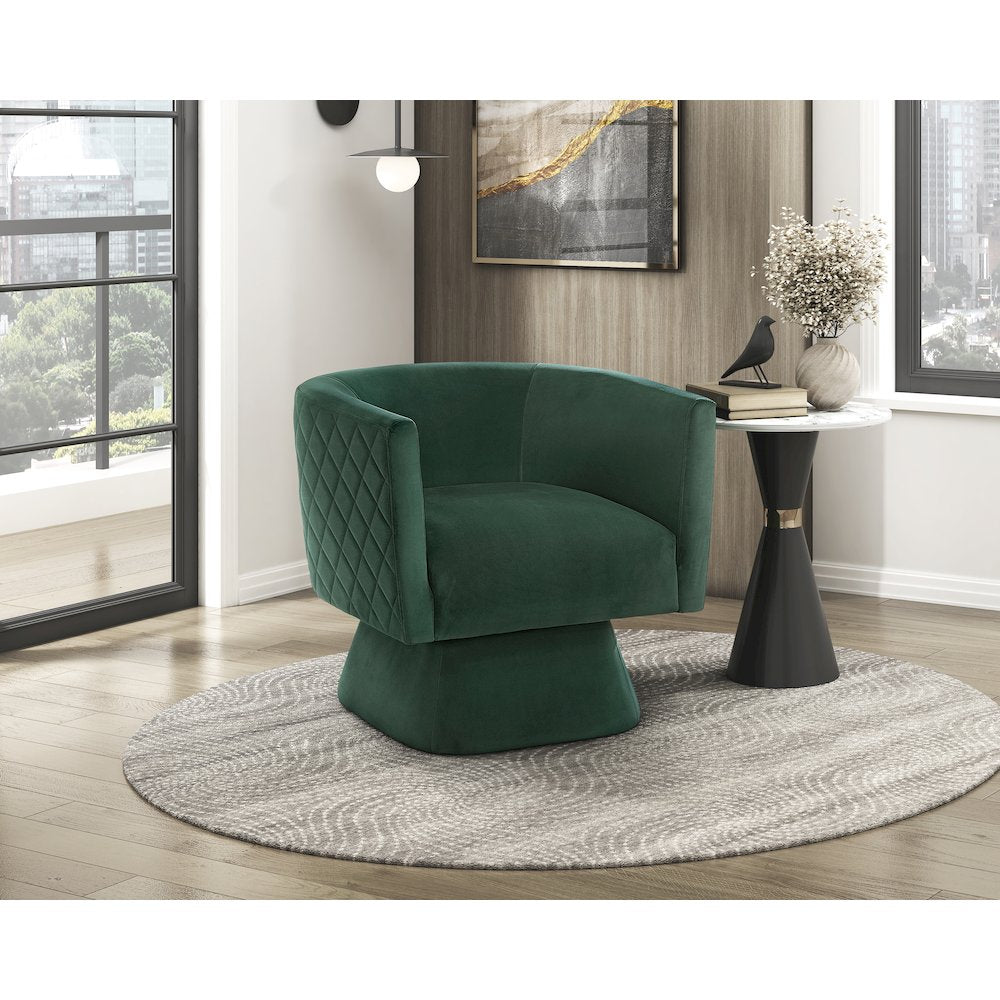 Candace Velvet Swivel Chair in Green