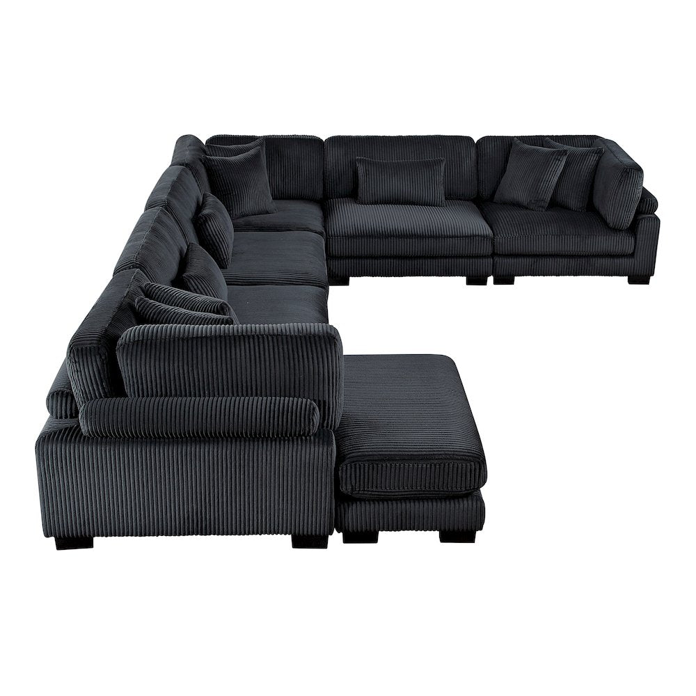 Traverse Corduroy 6-Piece Modular Sectional with chaise in Black