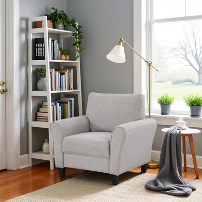 Sand Color Upholstered Arm Chair, Elegant Accent Chair for Living Room Spaces