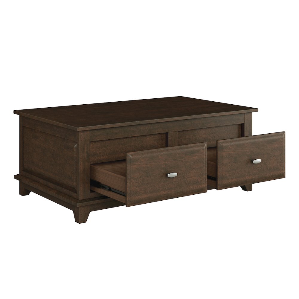 Minot Asian Hardwood Cocktail Table in Brown Cherry