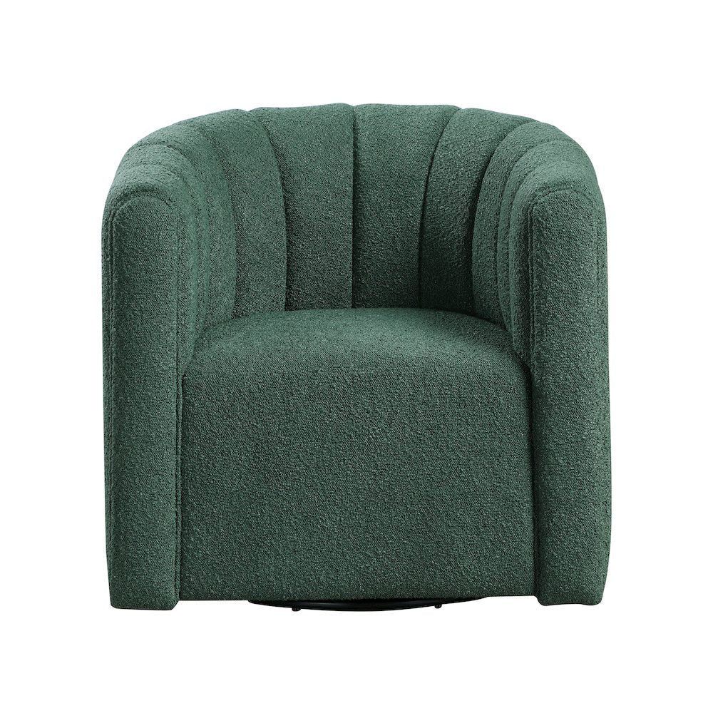 Essex Boucle Swivel Chair with Ottoman in Green