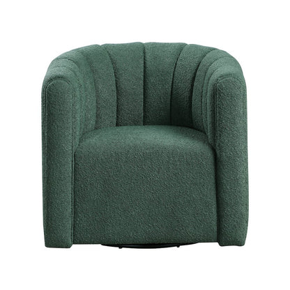 Essex Boucle Swivel Chair with Ottoman in Green