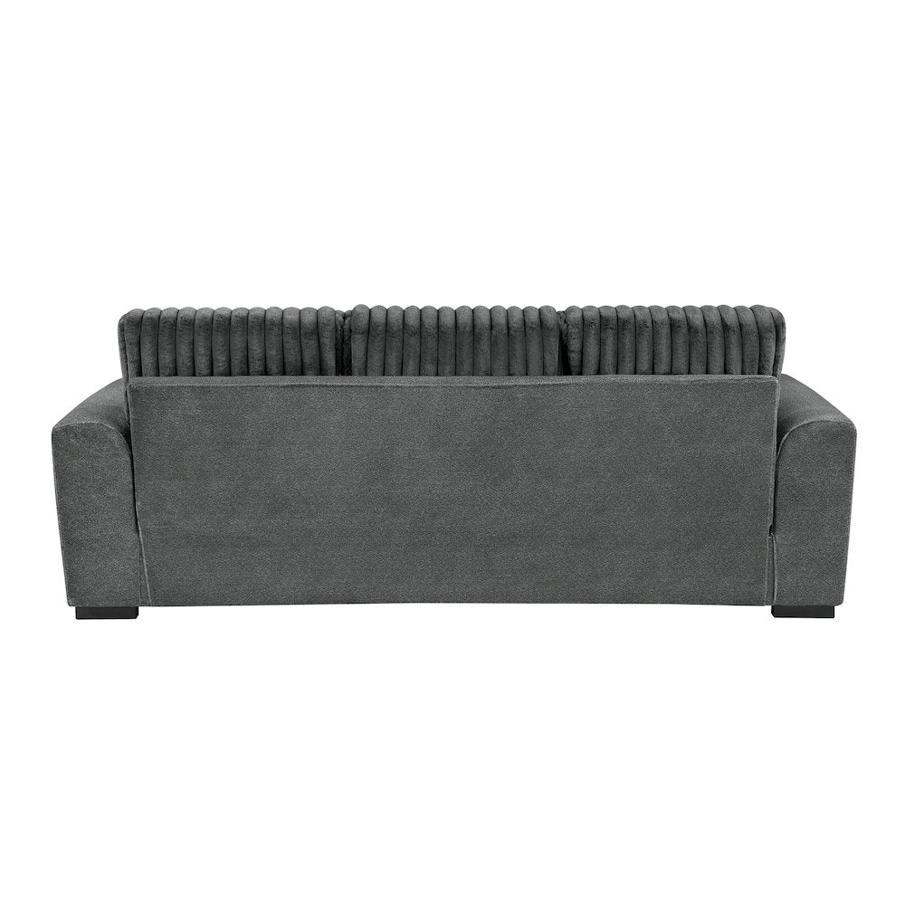 Athena Textured 3pc Set: Sofa, Loveseat, Chair in Dark Gray