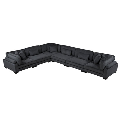 Traverse Corduroy 6-Piece Modular Sectional in Black