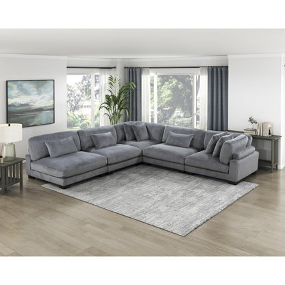 Traverse Corduroy 5-Piece Modular Sectional in Gray