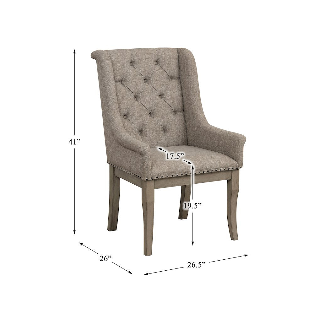 Vermillion Wood Dining Room Arm Chair, set of 2 in Cream
