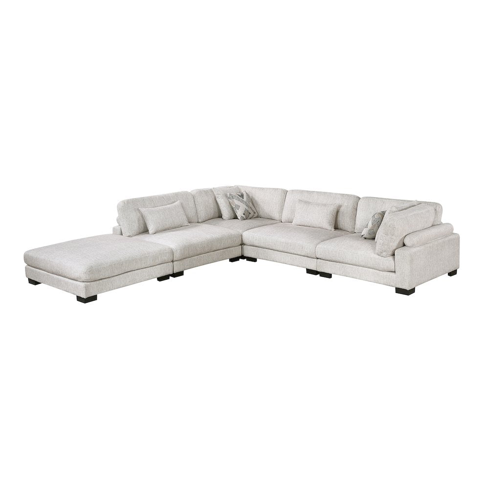 Corydon Microfiber 5-Piece Modular Sectional with Ottoman in Beige