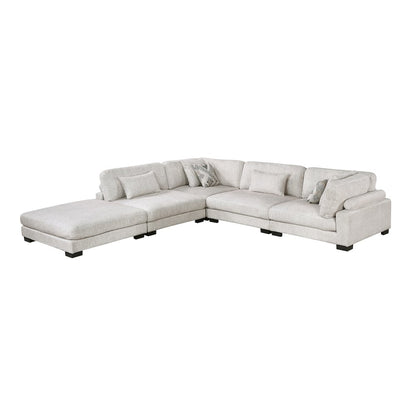 Corydon Microfiber 5-Piece Modular Sectional with Ottoman in Beige