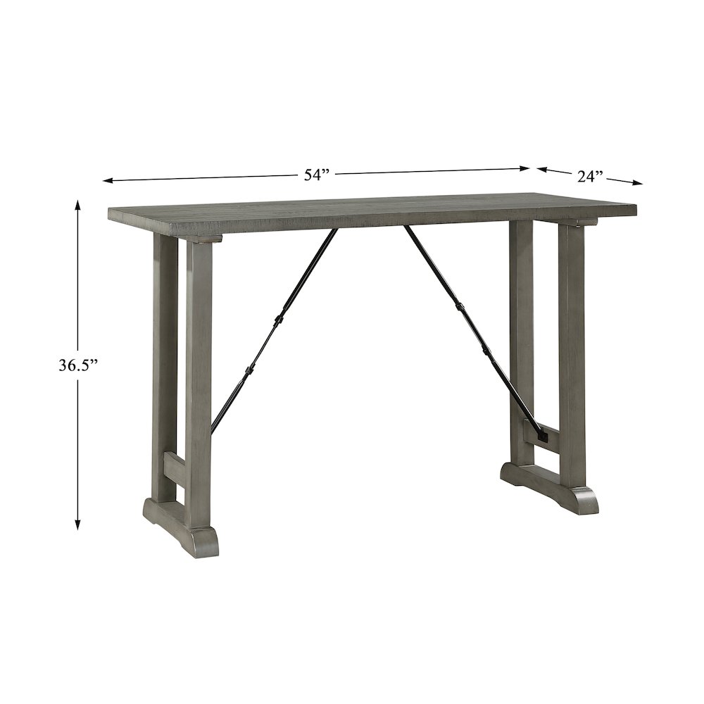 Auburndale Asian Hardwood Counter Height Dining Table in Light Gray