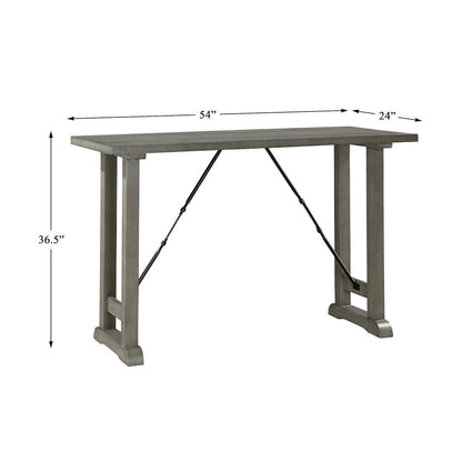 Auburndale Asian Hardwood Counter Height Dining Table in Light Gray