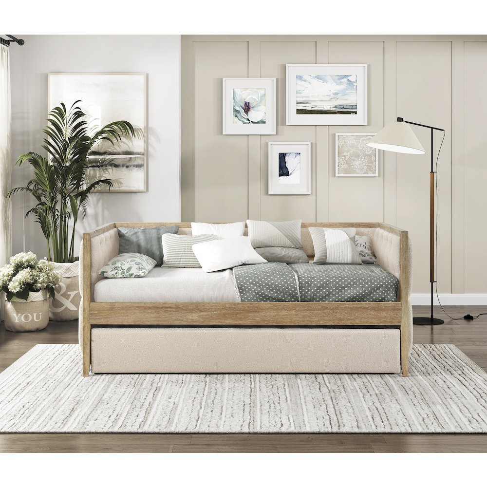 Roseburg Boucle Daybed with Trundle in Beige