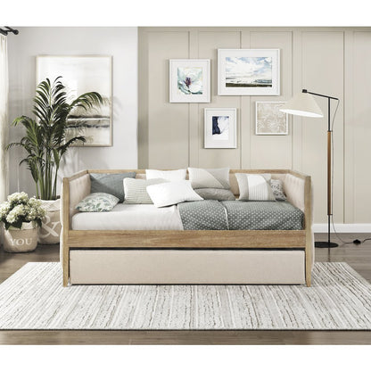 Roseburg Boucle Daybed with Trundle in Beige