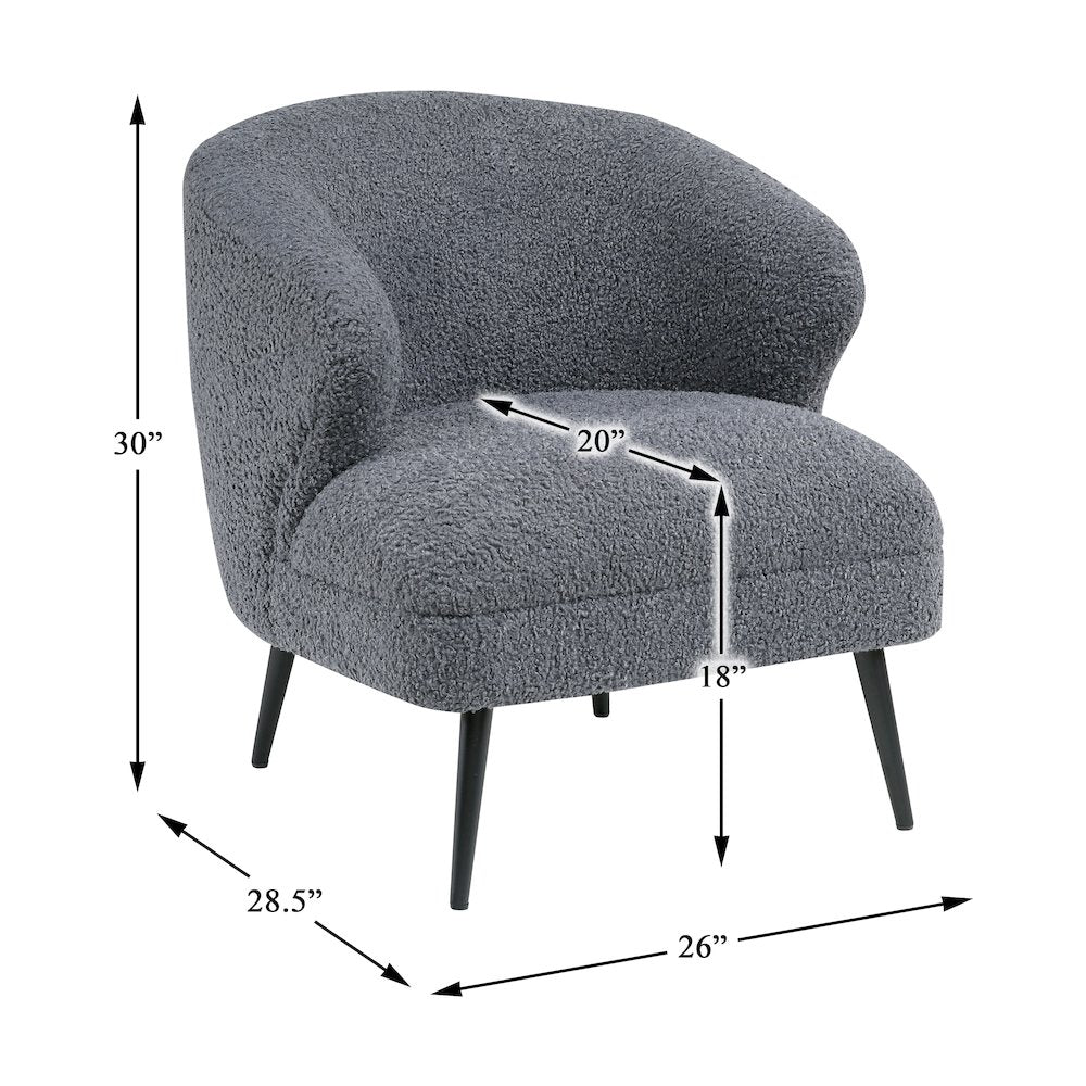Woodway Boucle Accent Chair in Dark Gray