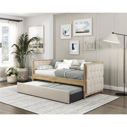 Roseburg Boucle Daybed with Trundle in Beige
