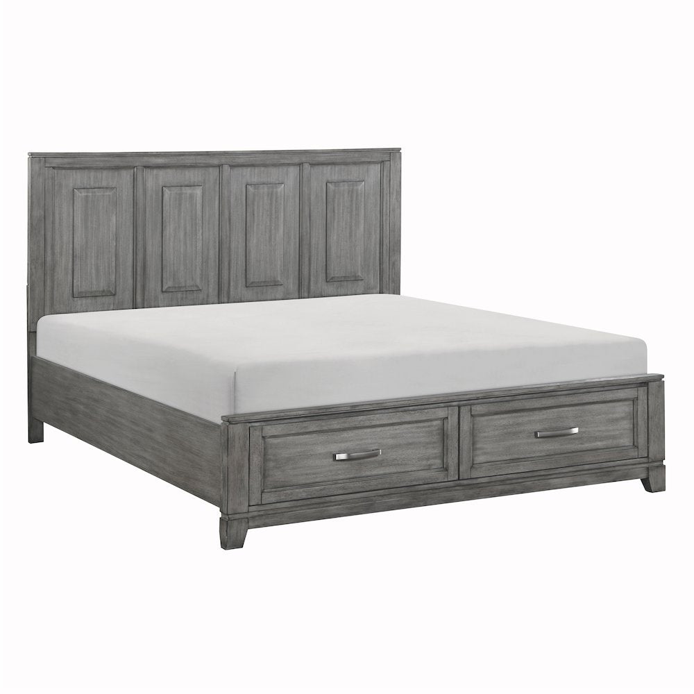 Garretson Acacia CK Platform Bed with Footboard Storage in Gray