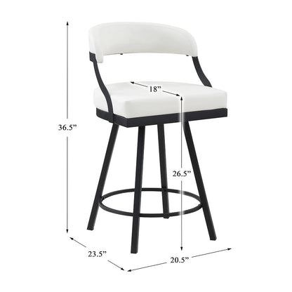 Crowley Faux leather Swivel Counter Height Chair in White