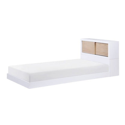 Asker Asian Hardwood Twin Bookcase Bed in 2-Tone (White and Natural)