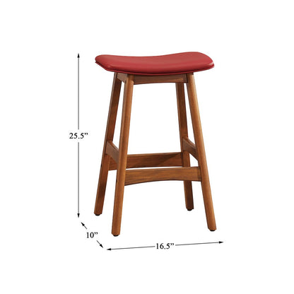 Ride Walnut Counter Height Stool, Set of 2 in Matt Red