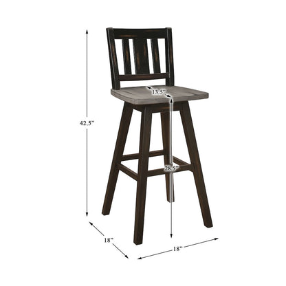Amsonia Solid Wood Swivel Pub Height Chair, set of 2 in Gray and Black