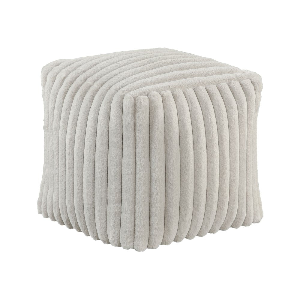 Simpsonville  Corduroy Pouf In Off White