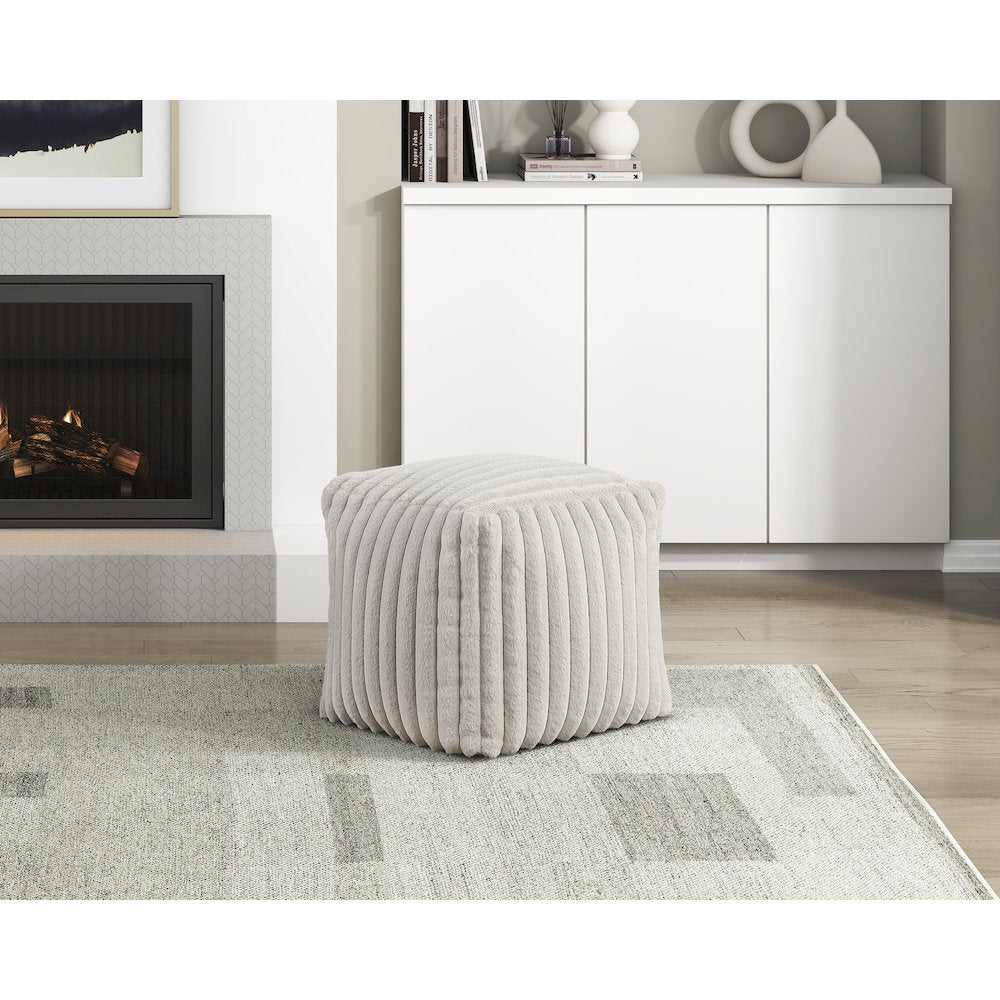 Simpsonville  Corduroy Pouf In Off White