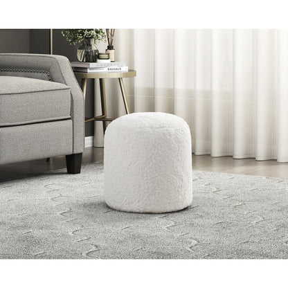 Nice  Fur Pouf In Off White