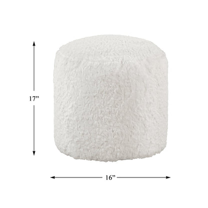 Nice  Fur Pouf In Off White