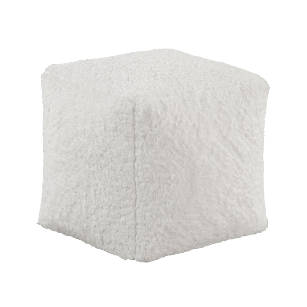 Celina  Fur Pouf In Off White