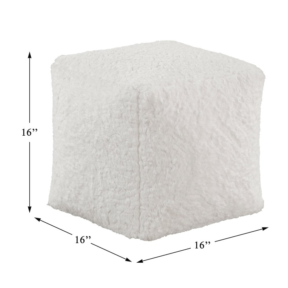 Celina  Fur Pouf In Off White