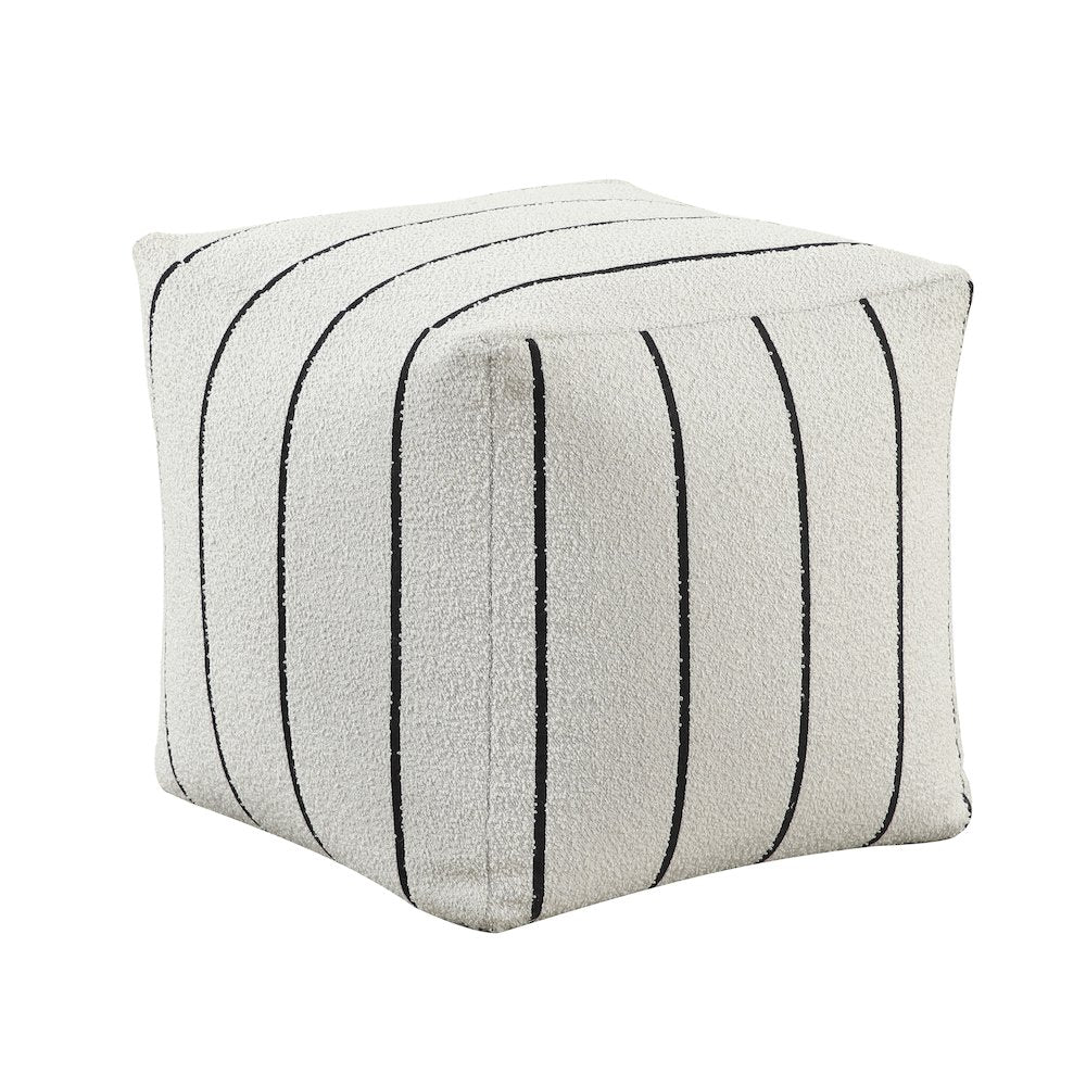 Pewter  Jacquard Pouf In Multi Color