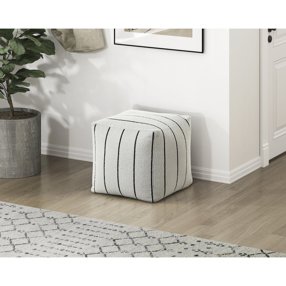 Pewter  Jacquard Pouf In Multi Color