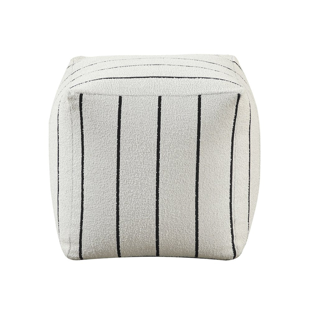 Pewter  Jacquard Pouf In Multi Color