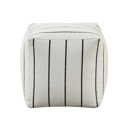 Pewter  Jacquard Pouf In Multi Color