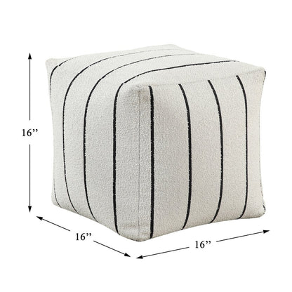 Pewter  Jacquard Pouf In Multi Color