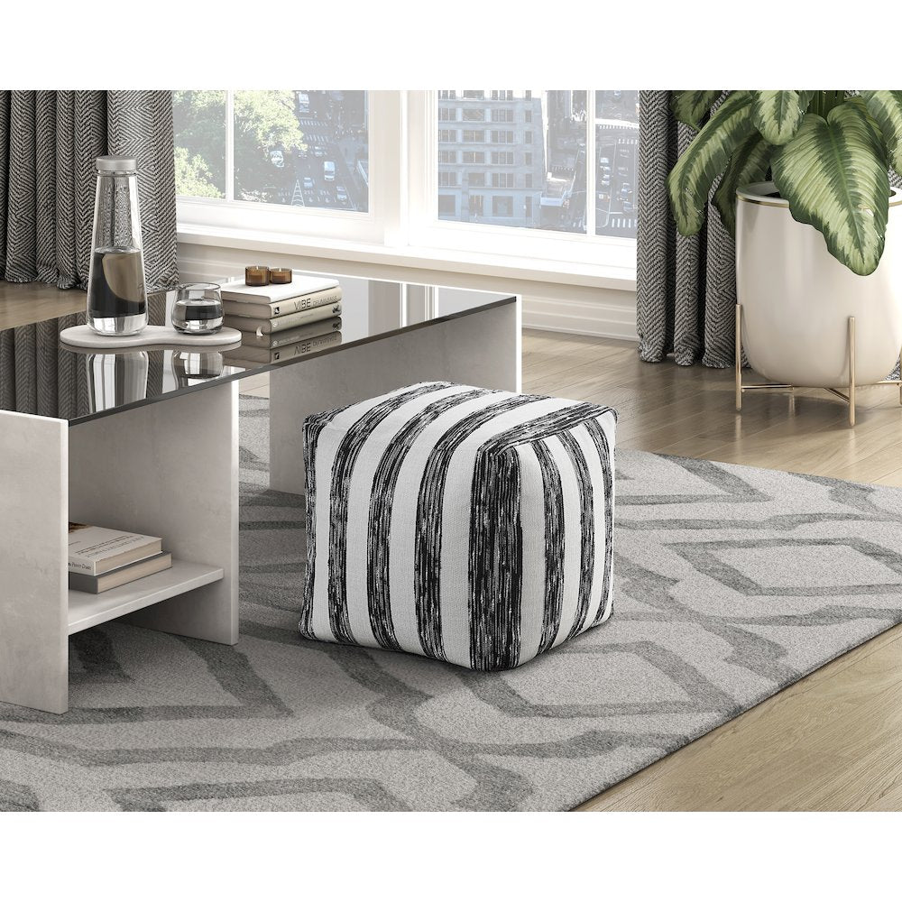 Avril  Jacquard Pouf In Multi Color