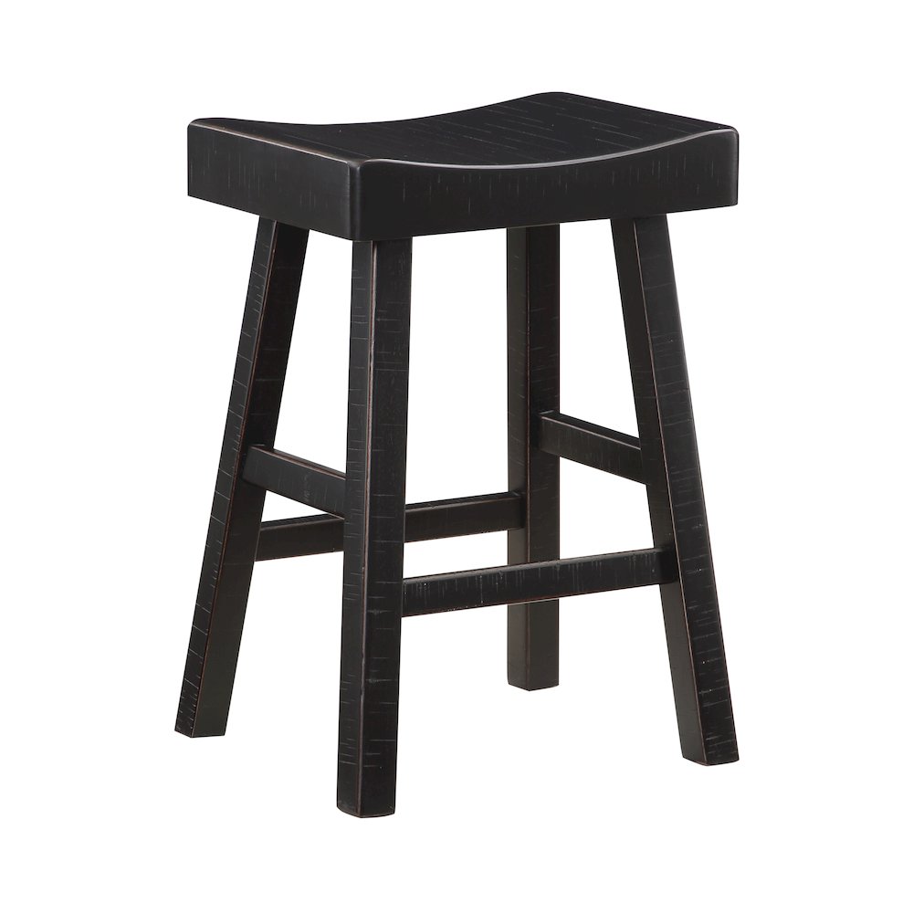 Caspian Solid Wood 24" Stool, Black color in Black finish