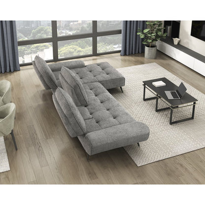 Dominic Chenille 2-Piece Sectional with Right Chaise in Dove Gray