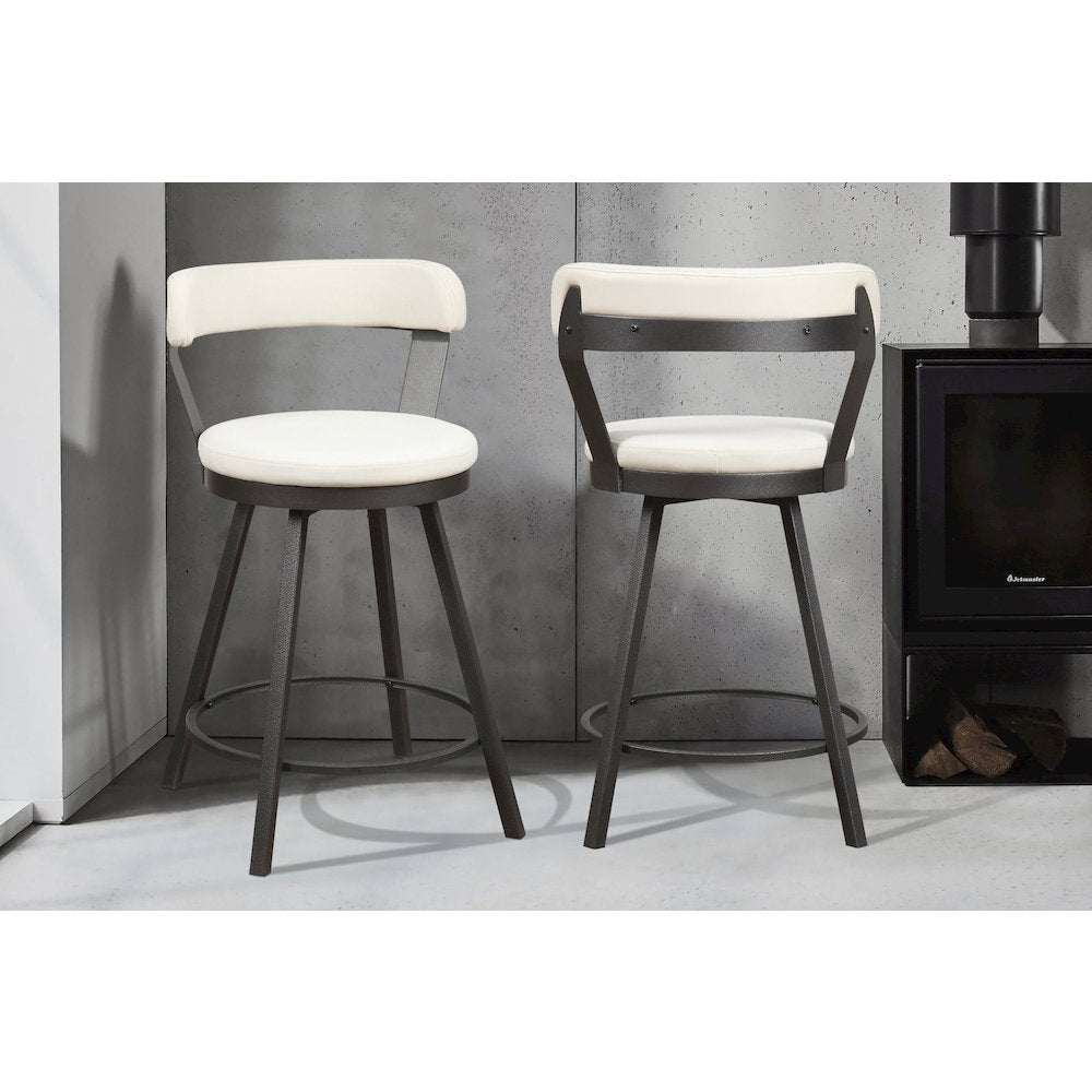 Appert Metal Swivel Counter Height Chair, set of 2 in White