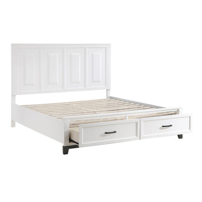 Garretson Acacia EK Pltfm Bed in 2-Tone Finish (White and Metallic Gray)