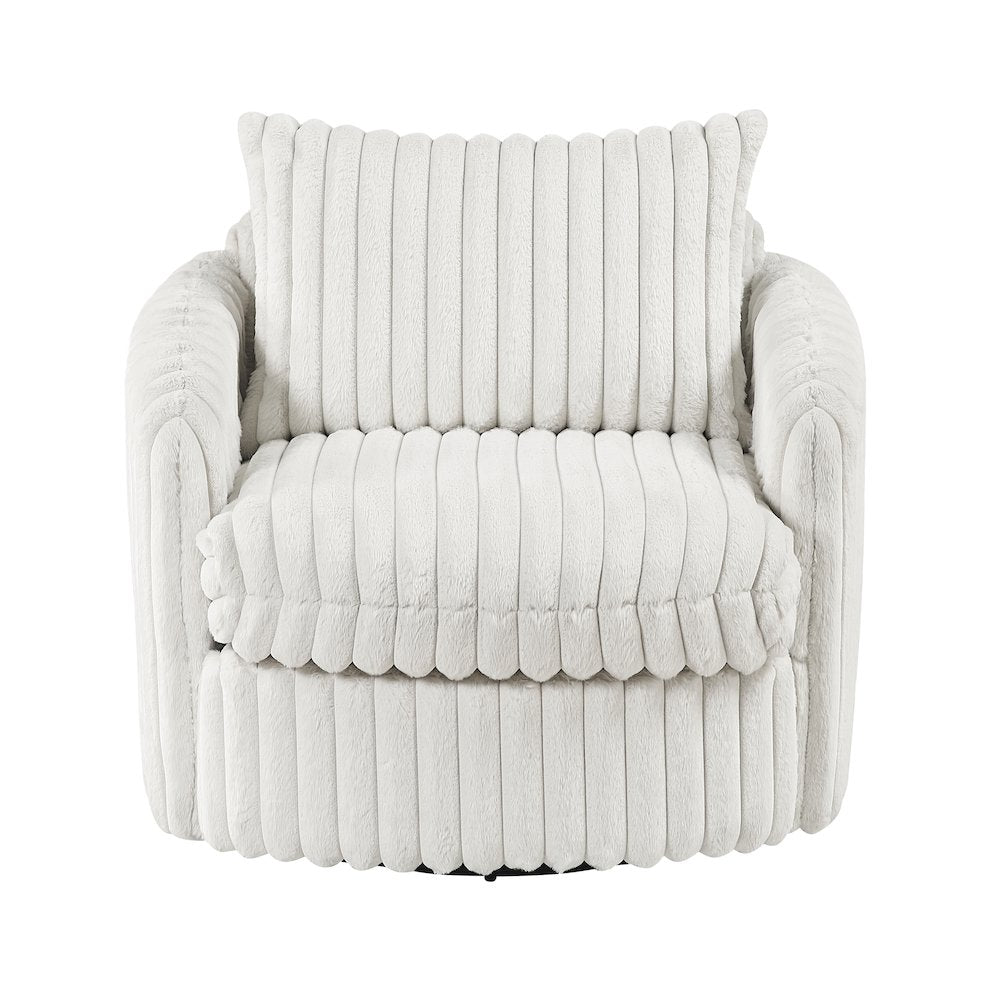 Tomball Corduroy Swivel Chair in Beige